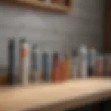 A variety of siding caulk tubes displayed on a workbench