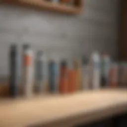A variety of siding caulk tubes displayed on a workbench