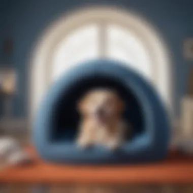 Comfort for Your Furry Friend A happy dog resting in a comfortable indigo igloo dog house