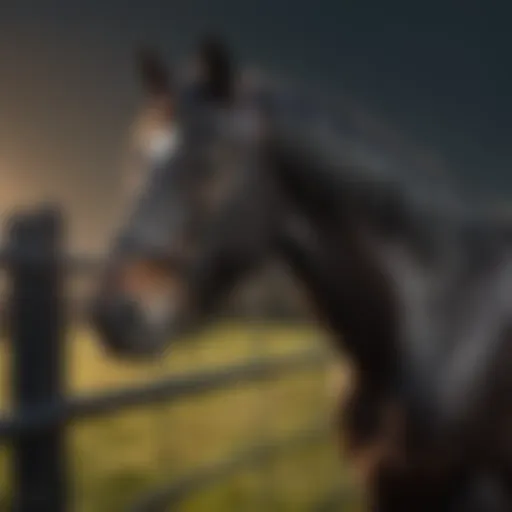 Close-up of black non-climb horse fencing showcasing its design features