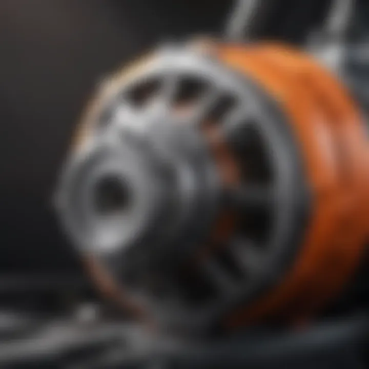 Detailed view of an electric power washer's motor and internal components