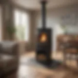 Modern pellet stove in a cozy living room
