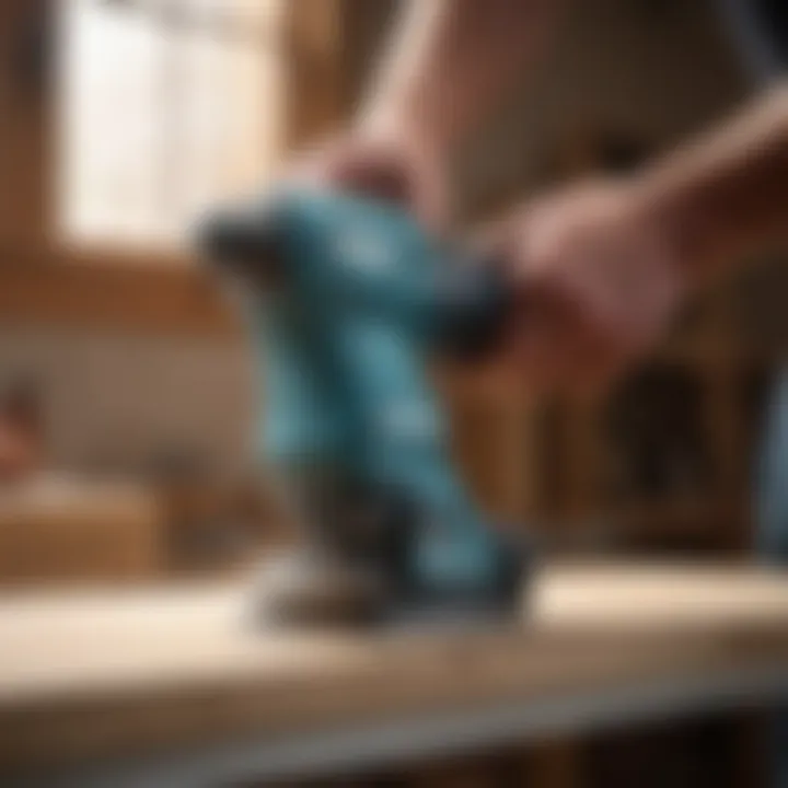 Makita Sander in Action Makita sander in action, demonstrating its functionality on wood