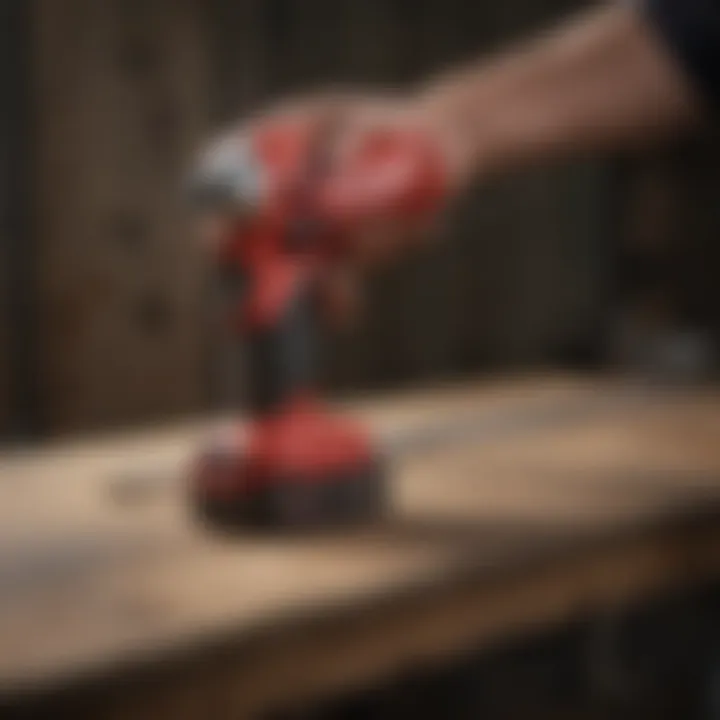 Milwaukee cordless wrench in action, demonstrating its power and efficiency during a task