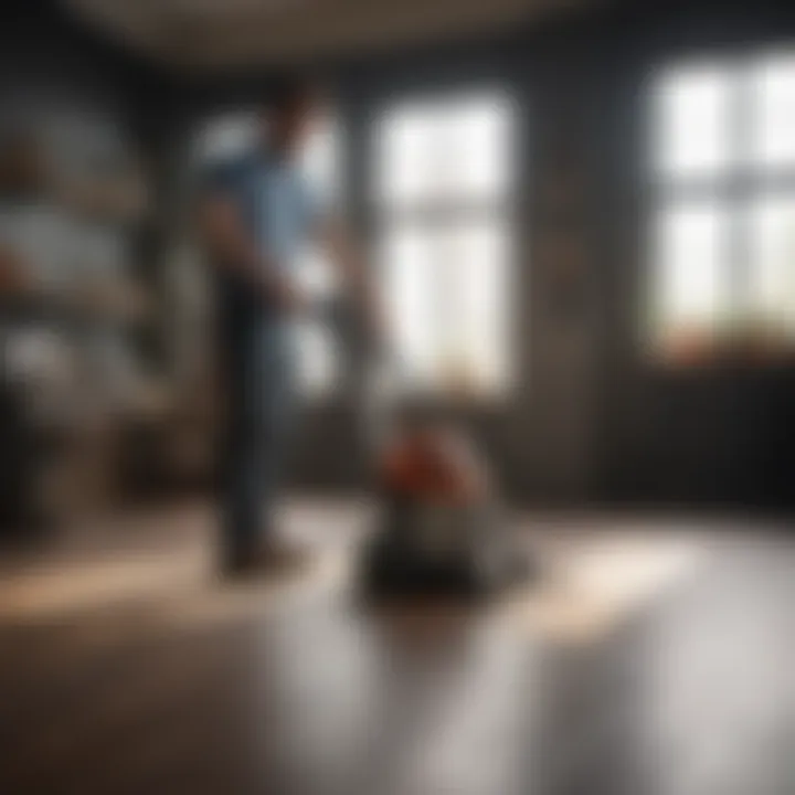 A workshop vacuum in action, demonstrating its efficiency.