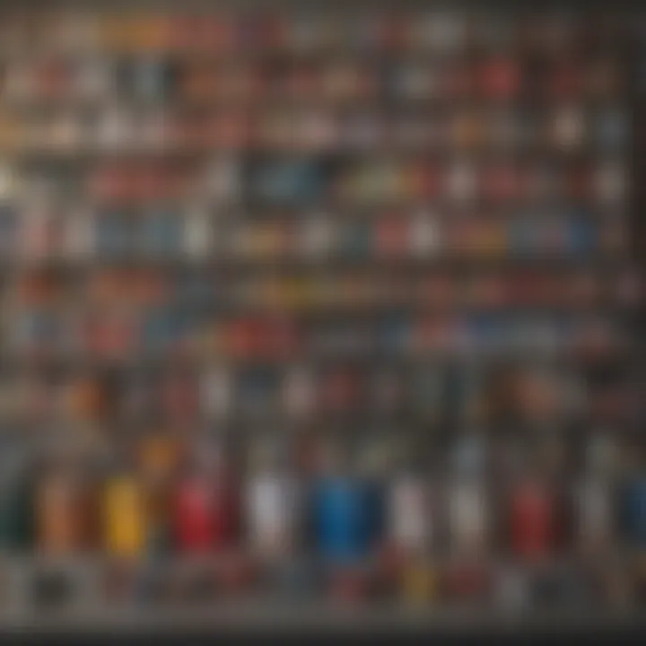 An array of paint cans and home improvement supplies displayed prominently