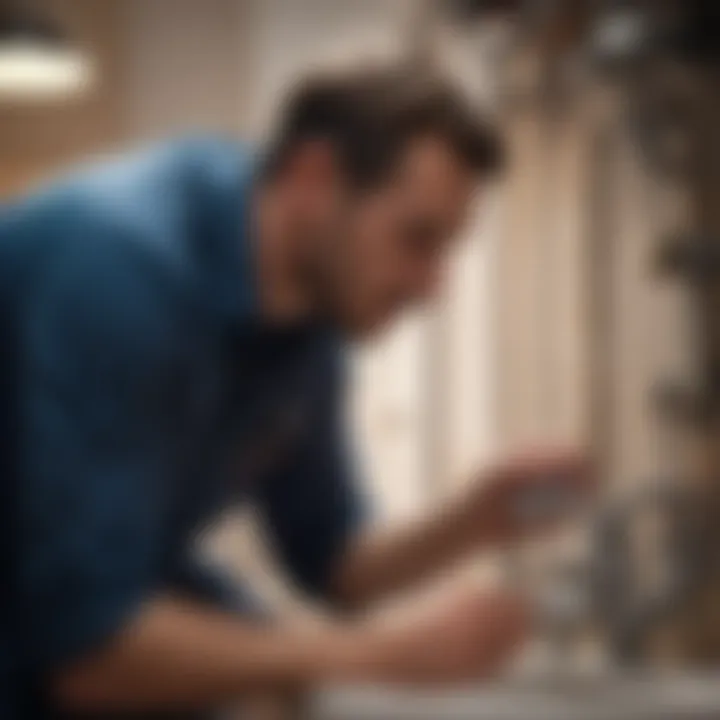 Evaluating Plumbing Challenges Professional plumber assessing a plumbing issue
