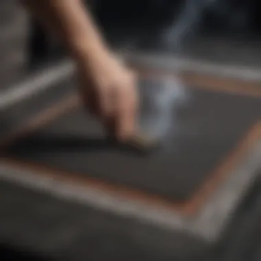 A person cleaning a smoker mat, illustrating its maintenance requirements.