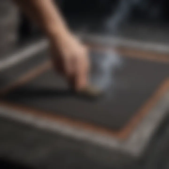 A person cleaning a smoker mat, illustrating its maintenance requirements.