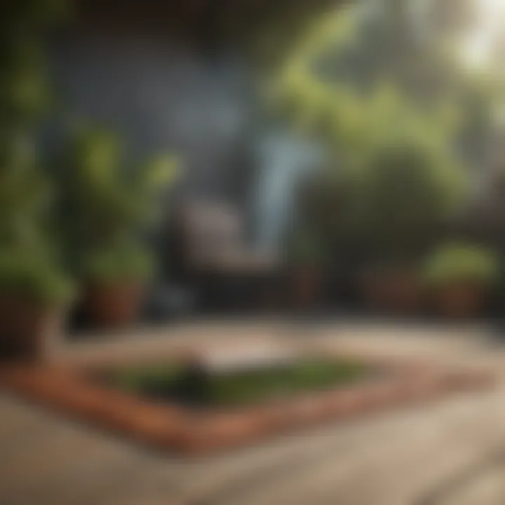 An outdoor area featuring a smoker mat surrounded by greenery.