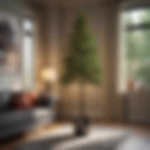 Elegant 3-foot artificial tree in a modern living room setting