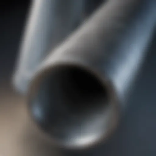 Close-up view of galvanized pipe texture