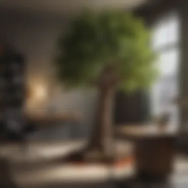 3-Foot Artificial Tree Enhancing Office Aesthetics Stylish office with 3-foot artificial tree adding a touch of nature