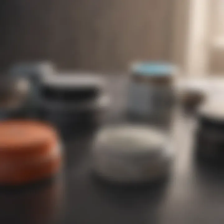 Detailed view of different brands of contact cement