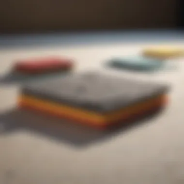 Different types of felt moving pads displayed on a surface