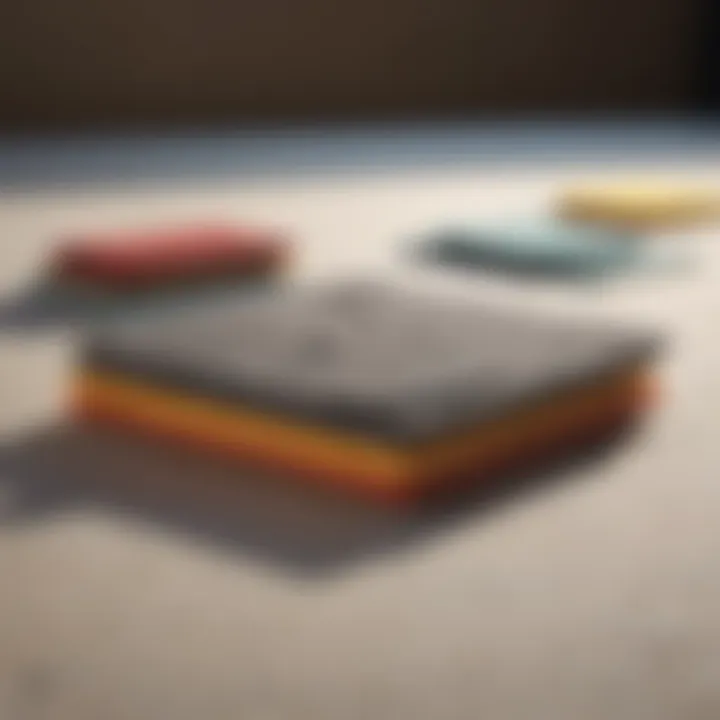 Different types of felt moving pads displayed on a surface