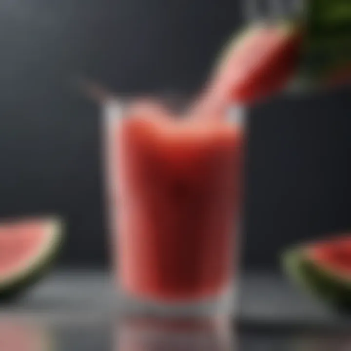 Pouring Refreshment Close-up of watermelon flavored energy drink being poured into a glass