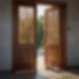 Elegant wooden screen door with integrated dog door