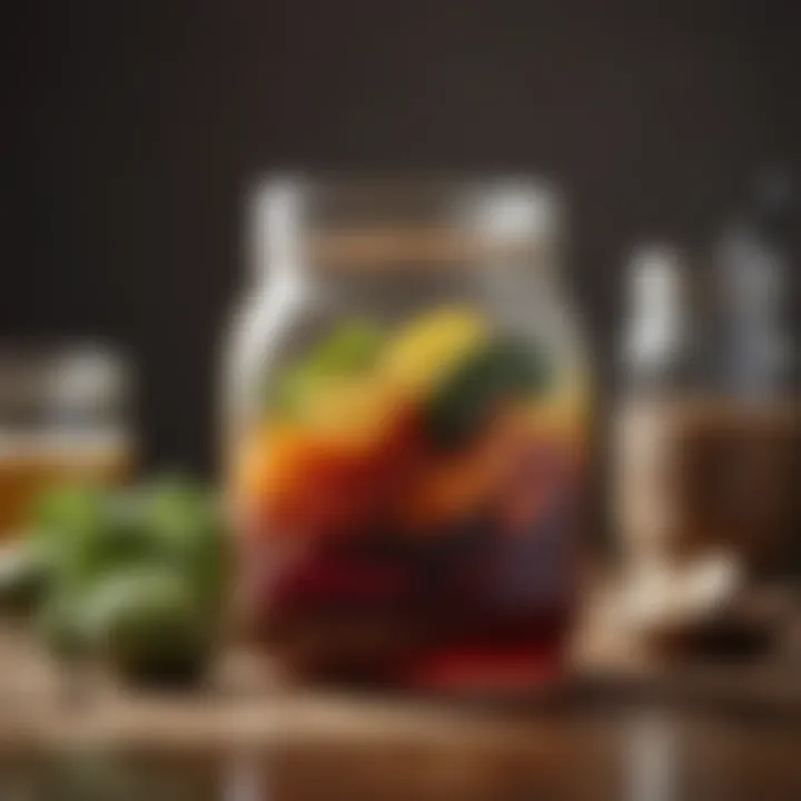 Exquisite artisanal pickling in wide mouth mason jar