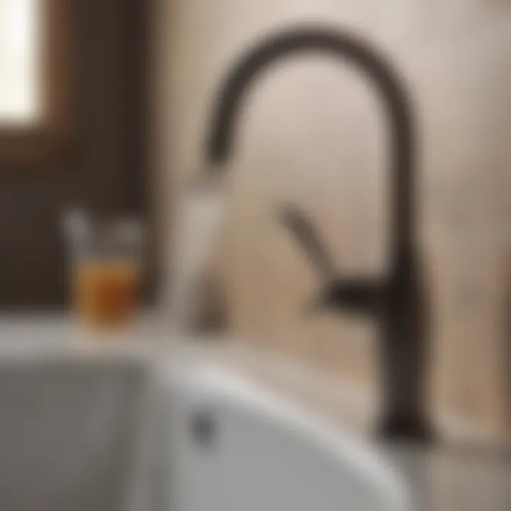 Close-up of a faucet installation area
