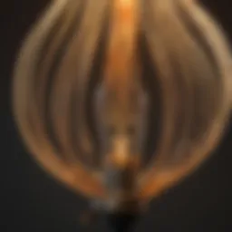 Glowing filament in vintage light fixture