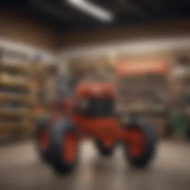 Local Store Showcase: Rear Tine Tiller Models An organized display of various rear tine tiller models available in a local store.