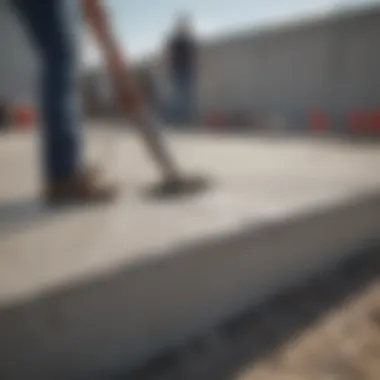 Concrete foundation being prepped for Flex Seal application