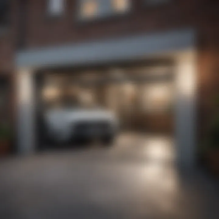 Futuristic technology integrated 8 ft tall garage door with smart features