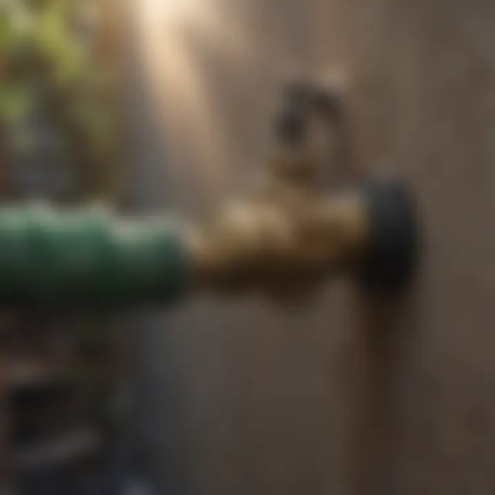 An individual demonstrating proper installation of a hose valve