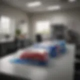 Giant Ziploc bags used for organizing office supplies.