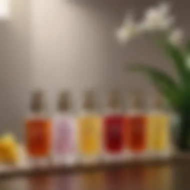 Variety of Glade scented oil refills lined up.