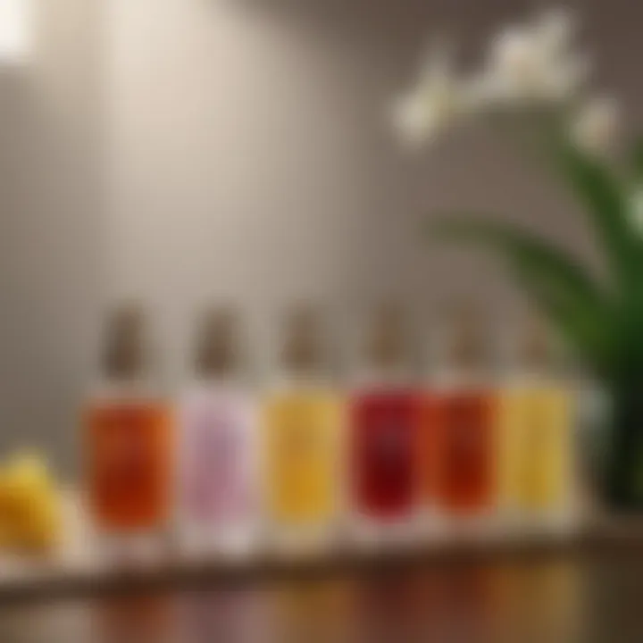 Variety of Glade scented oil refills lined up.