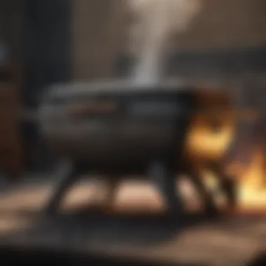 Smoky Charcoal Elegance Glowing Charcoal Grill with Smoke