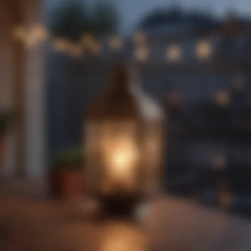 Glowing Lantern String Lights on Balcony