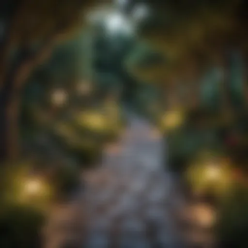 Glowing Pathway Through Lush Garden