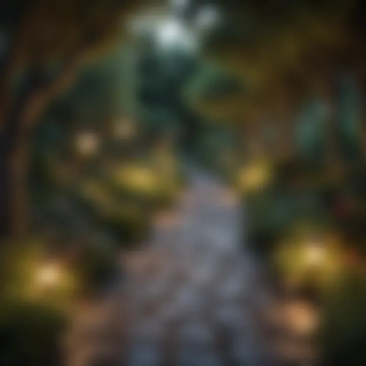 Glowing Pathway Through Lush Garden