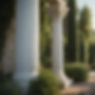 Tuscan Style Column Amidst Greenery Graceful Tuscan Style White Outdoor Column