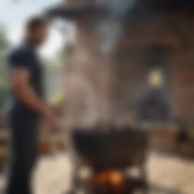 Mastery of Briquette Technique Griller using briquette starter chimney for BBQ