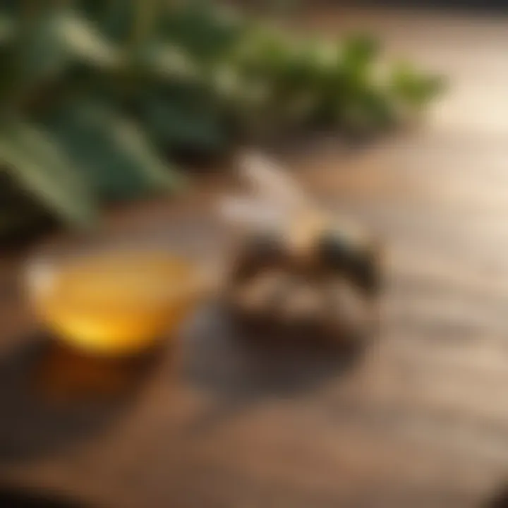 Natural Ingredients for Bee Repellents Natural repellent ingredients displayed on a wooden surface