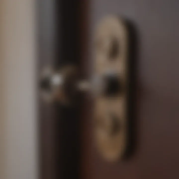 Close-up of a door handleset mechanism