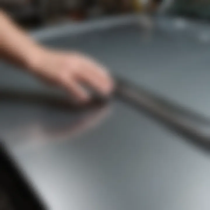 Close-up view of Hagerty silver protection strips in use