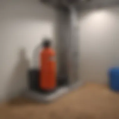 A one horse sump pump installed in a residential basement.