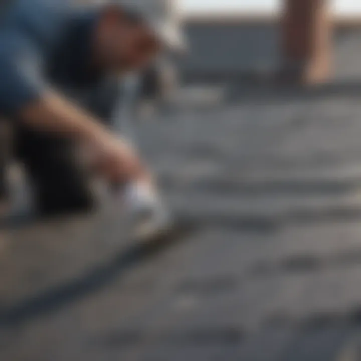 Roofing material being applied on a house roof