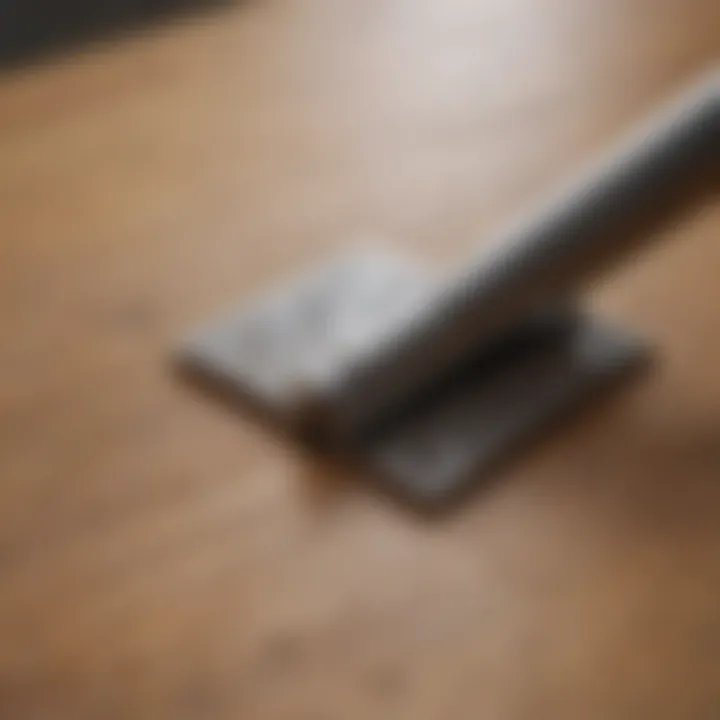 Close-up of a hinge template in use on a wooden surface