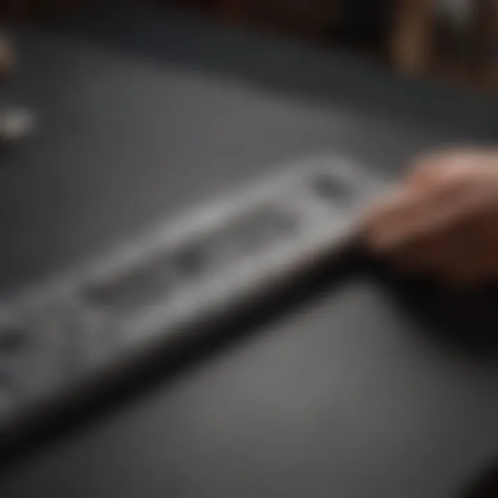 Craftsman aligning a hinge template for precise installation