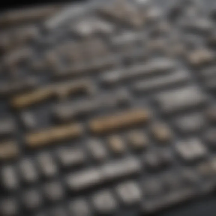 Detailed view of various hinge template kits