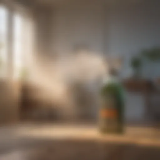 Misting fogger dispersing insecticide in a house