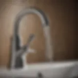Illustration of faucet with water droplets