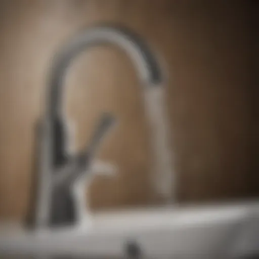 Illustration of faucet with water droplets