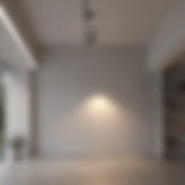 Contemporary T8 shop light fixture illuminating a minimalist interior